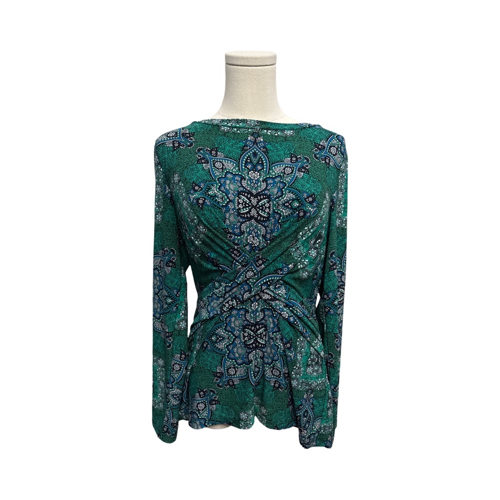 Tommy Hilfiger Green Paisley Long Sleeve Top - size M
